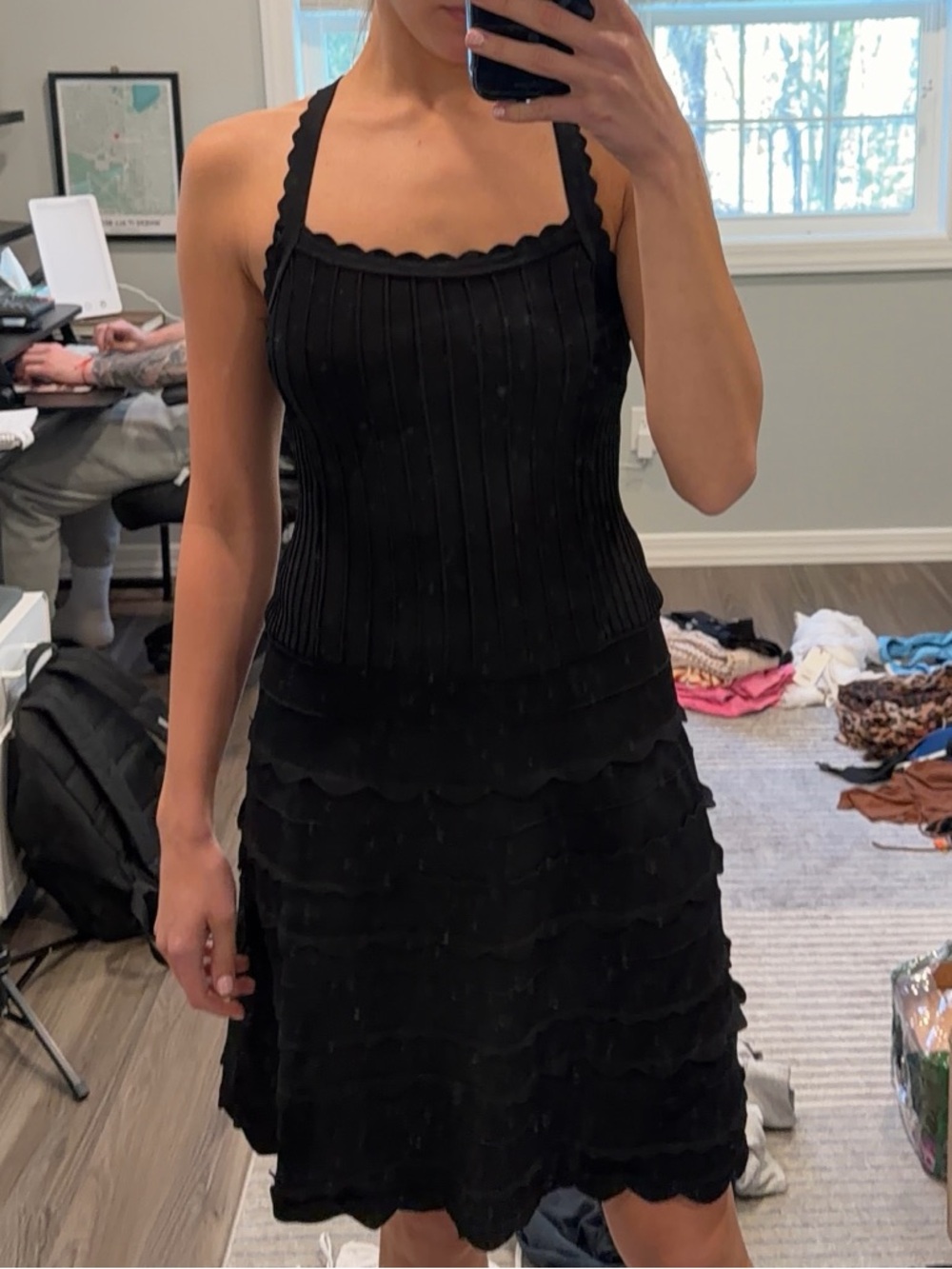 Nanette Lepore Black Sleeveless Ruffle Mini Dress - Picture 3 of 5